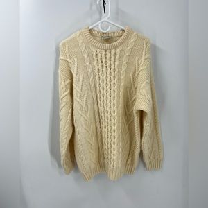Saol  Ireland classic cream, cableknit wool unisex sweater L